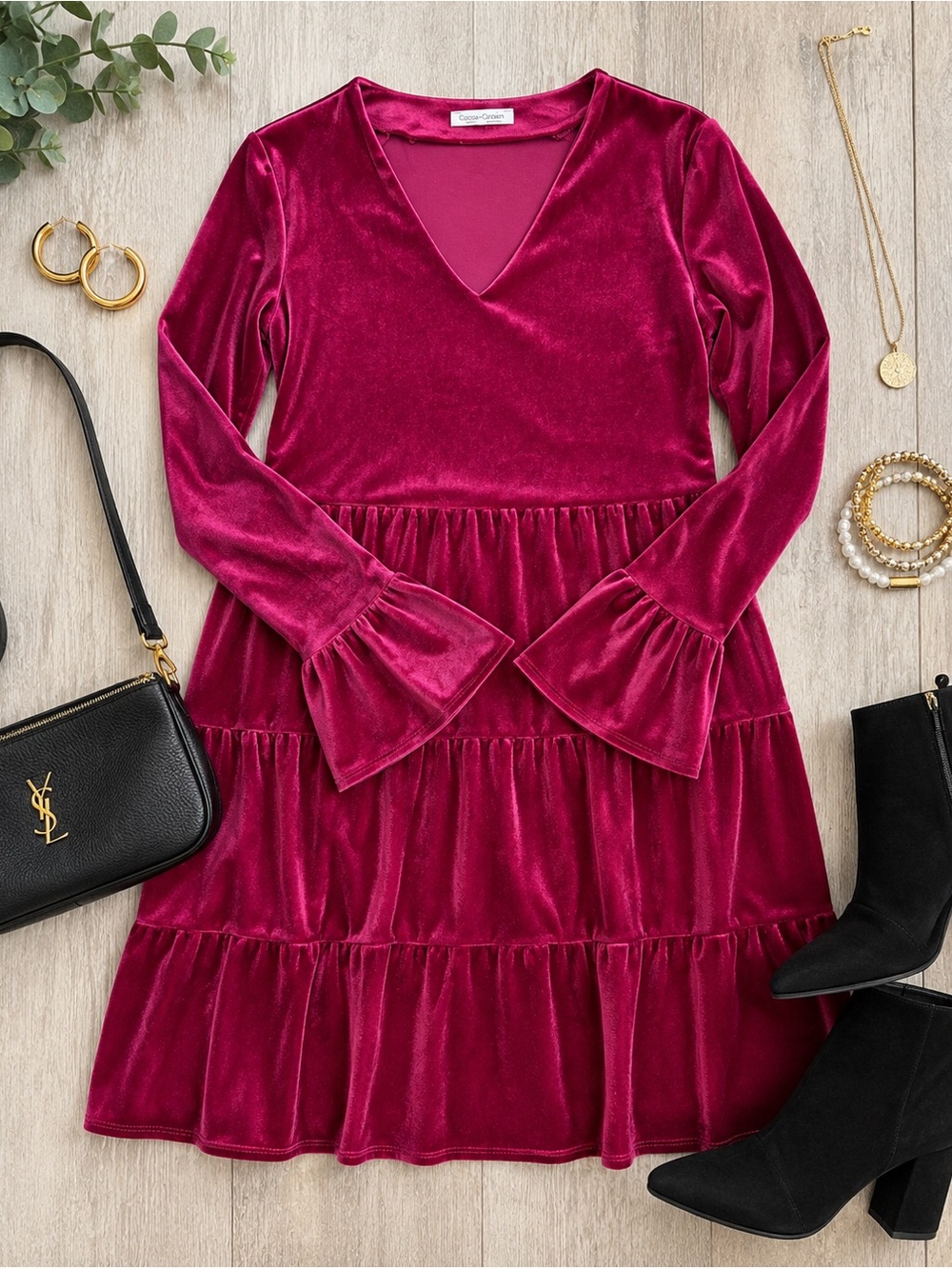 Women’s Carole Christian Velvet Tiered Dress — SIZE MED